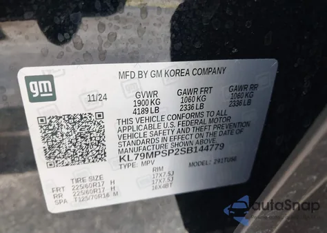 2025 Chevrolet Trailblazer Fwd Lt z USA, uszkodzony, nr VIN KL79MPSP2SB144779